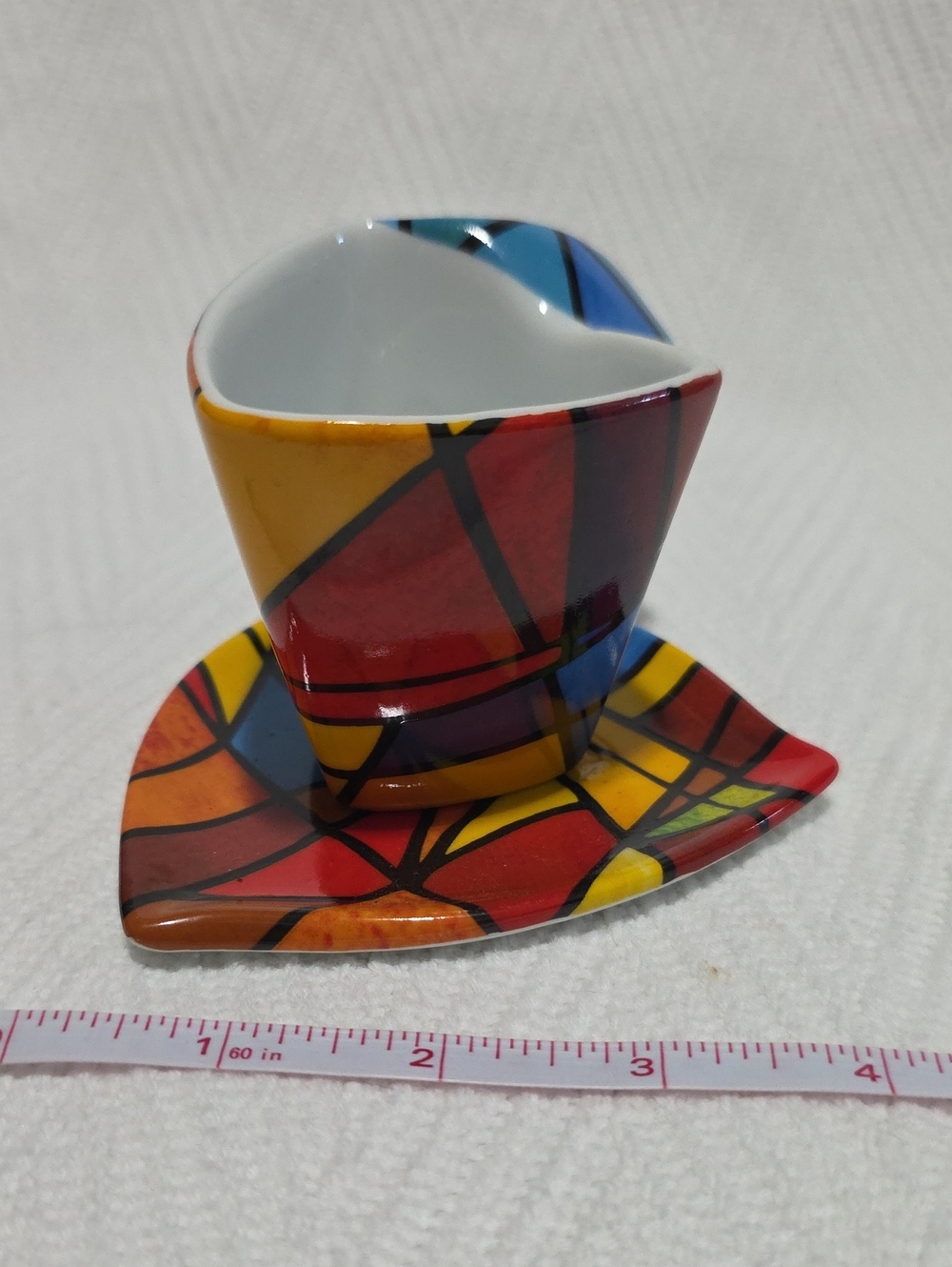 Sagrada Familia Demitasse Espresso Cup Saucer Set Mosaic Stained Glass Spain